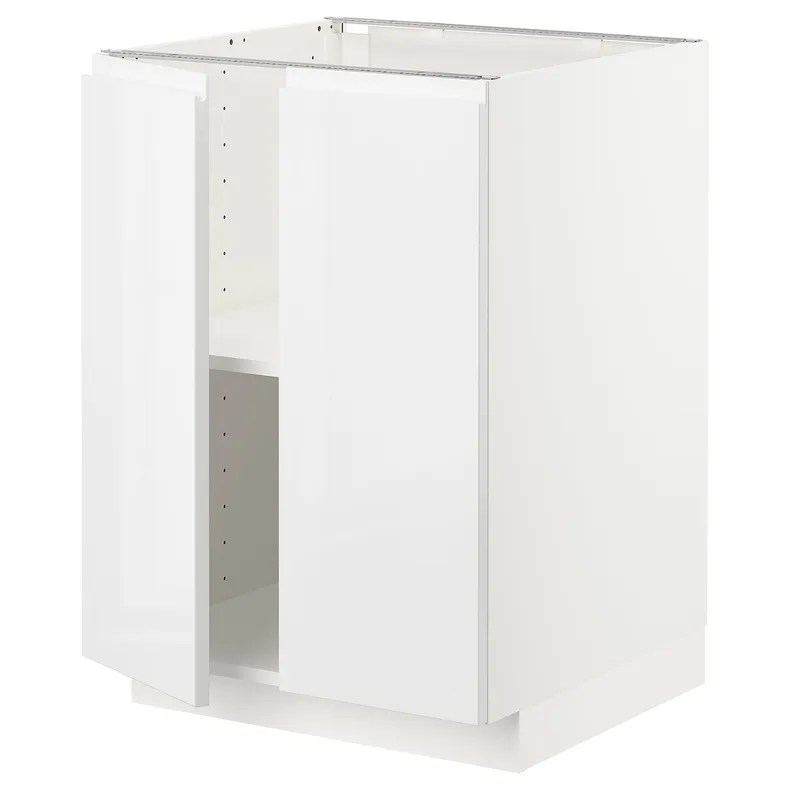 IKEA METOD МЕТОД, підлогова шафа з полицями / 2 дверцят, білий / ВОКСТОРП глянцевий / білий, 60x60 см 994.592.02 фото №1
