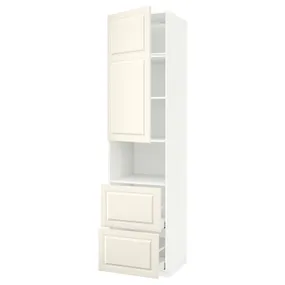 IKEA METOD МЕТОД / MAXIMERA МАКСІМЕРА, висока шафа для мікрох печі, 2 шухл, білий / БУДБІН кремово-білий, 60x60x240 см 994.607.24 фото