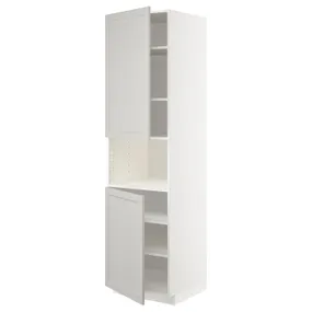 IKEA METOD МЕТОД, вис шафа д / мікрохв печі / 2 двер / пол, білий / світло-сірий Lerhyttan, 60x60x220 см 794.589.58 фото