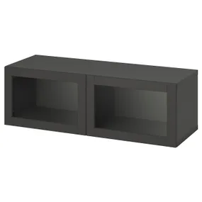 IKEA BESTÅ БЕСТО, секція полиць із дверцятами, темно-сірий / СІНДВІК темно-сірий, 120x42x38 см 595.357.74 фото