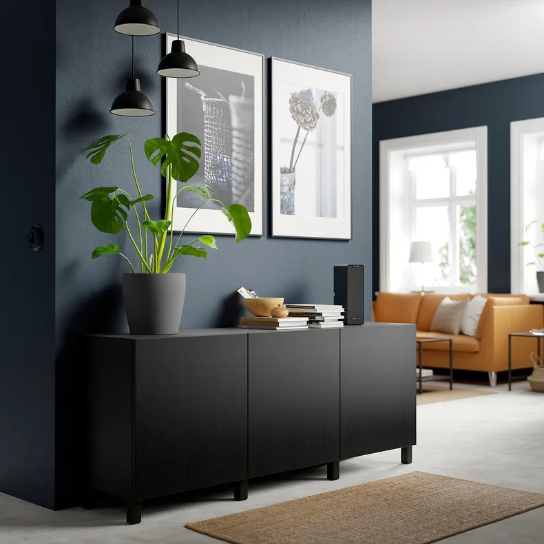 IKEA BESTÅ БЕСТО, комбинация для хранения с дверцами, черный / коричневый / Лаппвикен / Стуббарп черный / коричневый, 180x42x74 см 891.394.90 фото №3