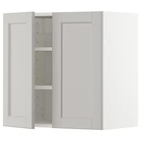 IKEA METOD МЕТОД, навісна шафа з полицями / 2 дверцят, білий / світло-сірий Lerhyttan, 60x60 см 594.654.84 фото