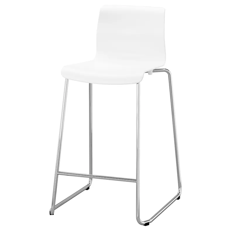 IKEA GLENN ГЛЕНН, барний стілець, білий / хром, 66 см 601.317.34 фото №1