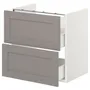 IKEA ENHET ЭНХЕТ, напольный шкаф для раковины,2 ящика, белая / серая рама, 60x42x60 см 193.223.45 фото