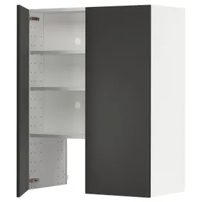 IKEA METOD МЕТОД, навесной шкаф д / вытяжки / полка / дверь, белый / Никебо матовый антрацит, 80x100 см 195.042.89 фото