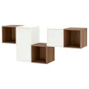 IKEA EKET ЭКЕТ, комбинация настенных шкафов, белый / орех, 175x35x70 см 694.903.17 фото thumb №1