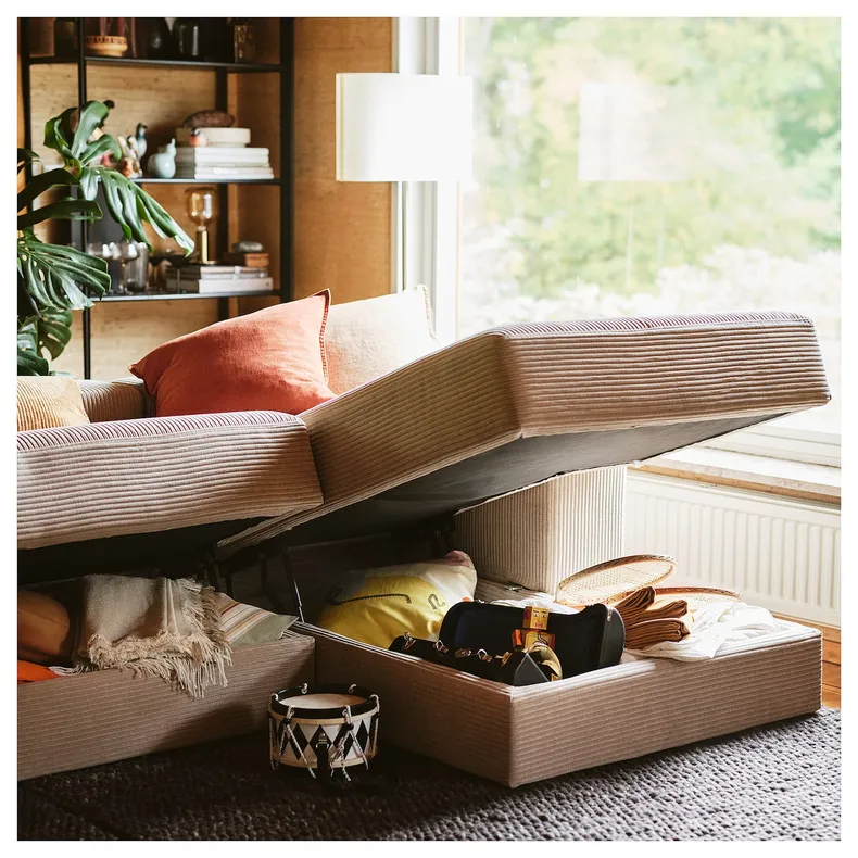 IKEA JÄTTEBO ЭТТЕБО, 4-местный модульный диван+козетка, правый / Самсала серый / бежевый 094.852.05 фото №3