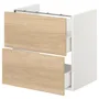 IKEA ENHET ЭНХЕТ, напольный шкаф для раковины,2 ящика, белый / имит. дуб, 60x42x60 см 493.223.44 фото