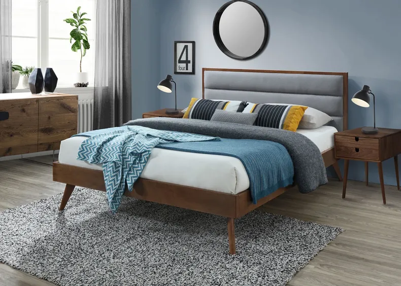 Ліжко двоспальне HALMAR ORLANDO 160x200 см сірий / горіх фото №2