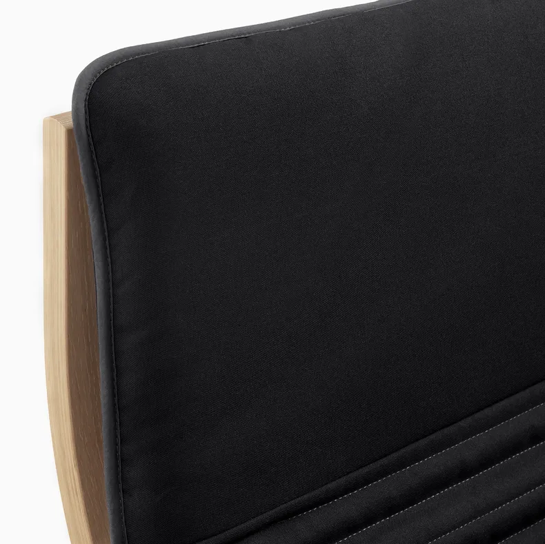 IKEA POÄNG ПОЭНГ, кресло-качалка, Шпон дуба, окрашенный в белый / черный цвет 494.292.41 фото №4