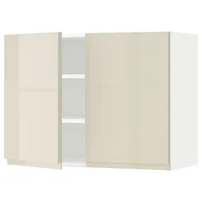IKEA METOD МЕТОД, навісна шафа з полицями / 2 дверцят, білий / Voxtorp високий глянець світло-бежевий, 80x60 см 394.684.50 фото