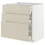 IKEA METOD МЕТОД / MAXIMERA МАКСИМЕРА, напольный шкаф с 3 ящиками, белый / гавсторпский бежевый, 80x60 см 494.267.04 фото
