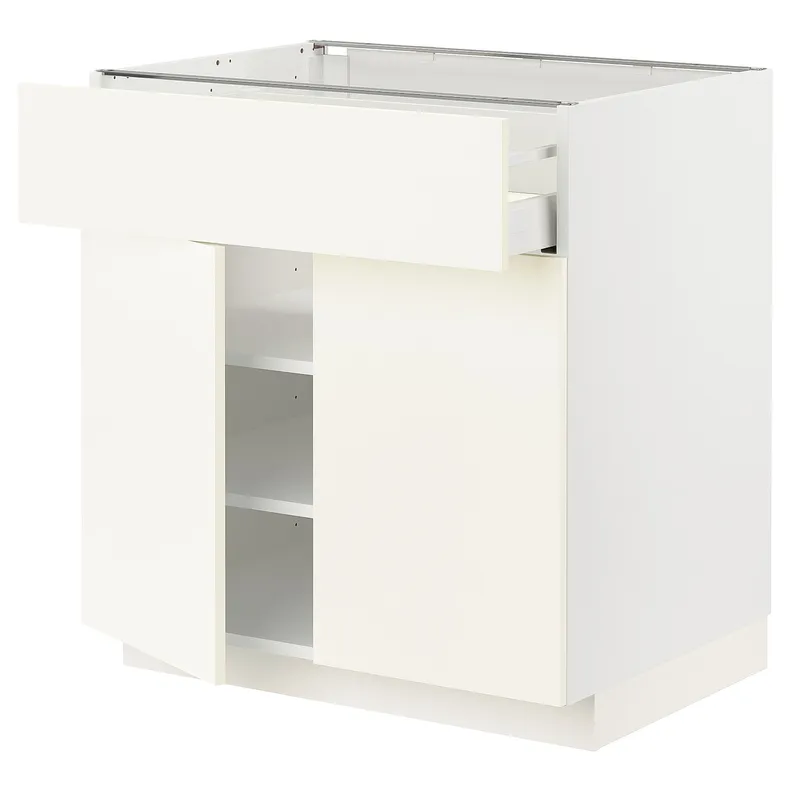 IKEA METOD МЕТОД / MAXIMERA МАКСИМЕРА, напольный шкаф с ящиком / 2дверцами, белый / Вальстена белый, 80x60 см 895.072.08 фото №1