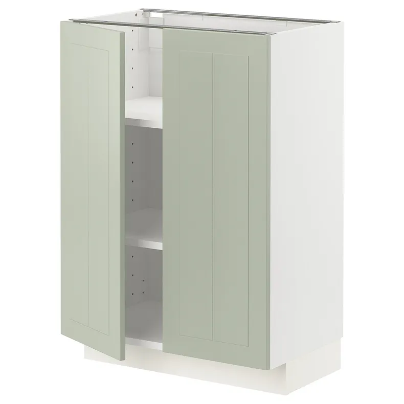 IKEA METOD МЕТОД, підлогова шафа з полицями / 2 дверцят, білий / Стенсунд світло-зелений, 60x37 см 594.876.12 фото №1