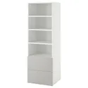 IKEA SMÅSTAD СМОСТАД / PLATSA ПЛАТСА, книжкова шафа, біло-сірий з 2 шухлядами, 60x57x181 см 994.832.83 фото thumb №1