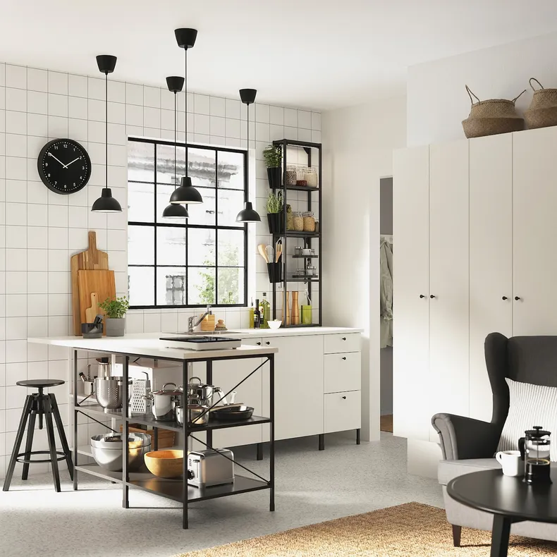 IKEA ENHET ЕНХЕТ, кутова кухня, антрацит / білий 693.382.35 фото №2