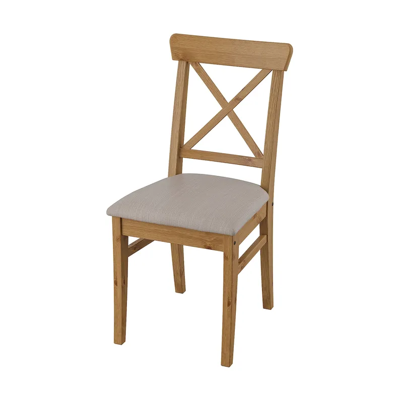 IKEA INGOLF ИНГОЛЬФ, стул, морилка патина / нолхага серо-бежевый 804.730.76 фото №1