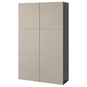 IKEA BESTÅ БЕСТО, комбинация для хранения с дверцами, черный коричневый / светло-серый бежевый, 120x42x193 см 694.216.73 фото