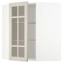 IKEA METOD МЕТОД, кутова настін шафа, полиці / скл двер, білий / стенсундський бежевий, 68x80 см 694.079.74 фото thumb №1