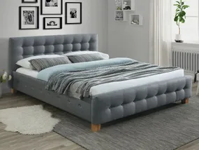 Кровать двуспальная SIGNAL BARCELONA, ткань - серый, 160x200 см фото