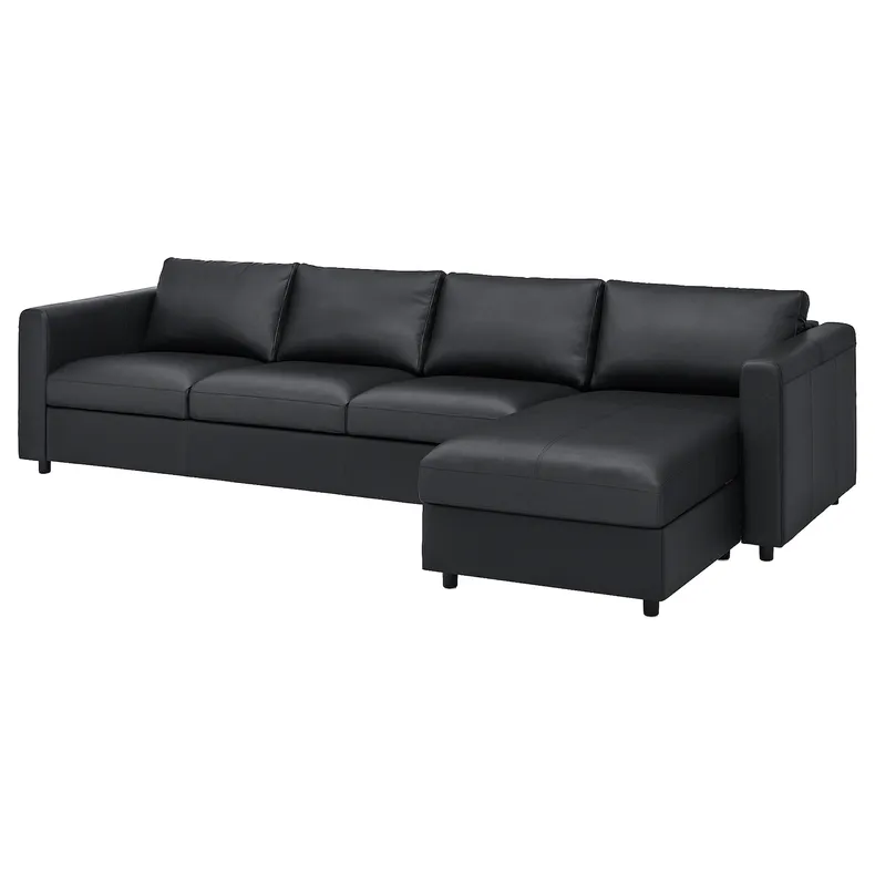 IKEA VIMLE ВІМЛЕ, 4-місний диван, з шезлонгом/Гранн/Бомстад чорний 093.067.08 фото №1