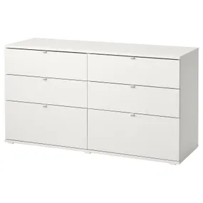 IKEA VIHALS ВИХАЛС, комод с 6 ящиками, белая / фиксирующая / разблокирующая функция, 140x47x75 см 804.901.13 фото