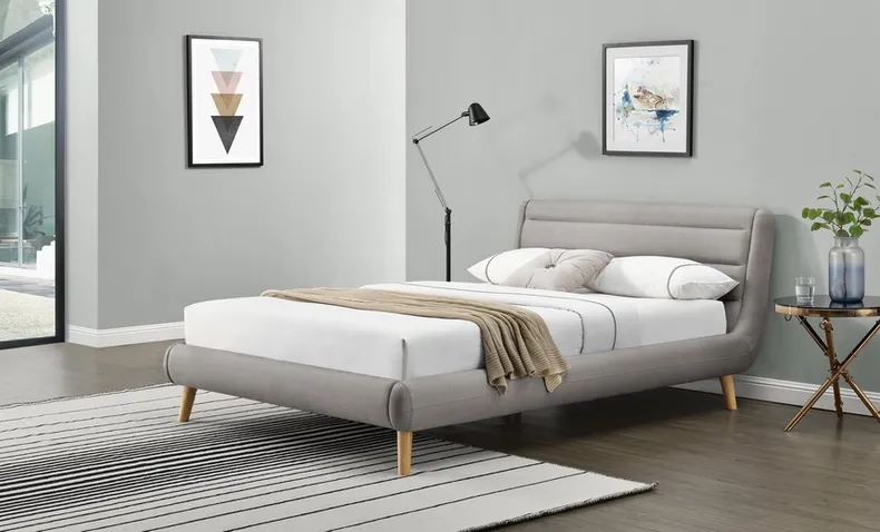 Двуспальная кровать HALMAR ELANDA 140x200 см светлый серый фото №2