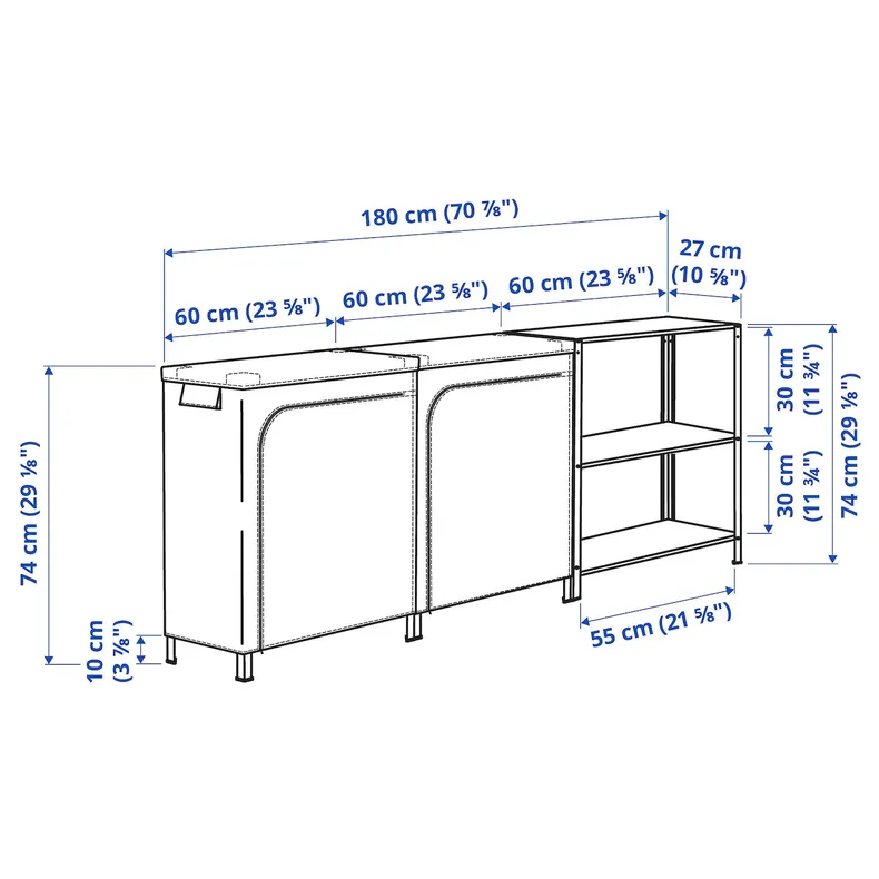 IKEA HYLLIS ХІЛЛІС, стелажі з чохлами, прозорий, 180x27x74 см фото №8