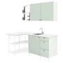 IKEA ENHET ЕНХЕТ, кутова кухня, білий / блідо-сіро-зелений 594.992.19 фото