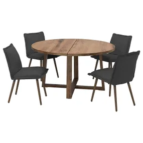 IKEA MÖRBYLÅNGA МОРБИЛОНГА / KLINTEN КЛИНТЕН, стол и 4 стула, okl дуб коричневый морилка/Kilanda темно-серый, 145 см 595.058.85 фото