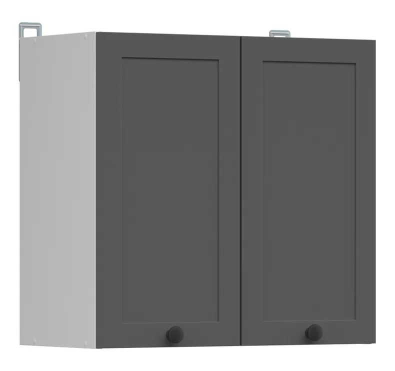 BRW Кухонный верхний шкаф Junona Line 80 см двухдверный графит, белый/графит G2D/80/57-BI/GF фото №2