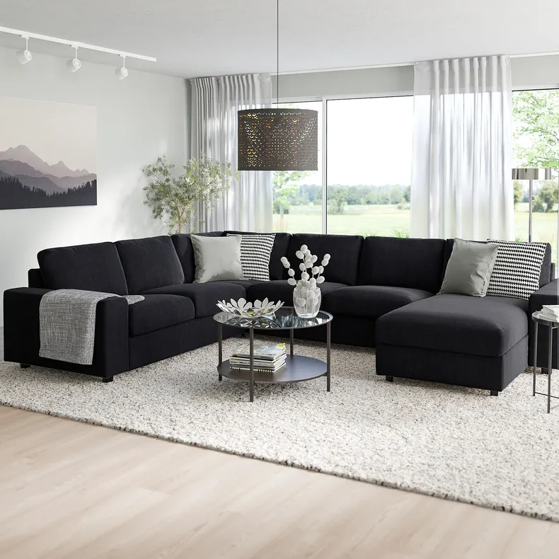 IKEA VIMLE ВИМЛЕ, угловой 5-местный диван с козеткой, с широкими подлокотниками / Саксемара черно-синий 994.018.24 фото №2