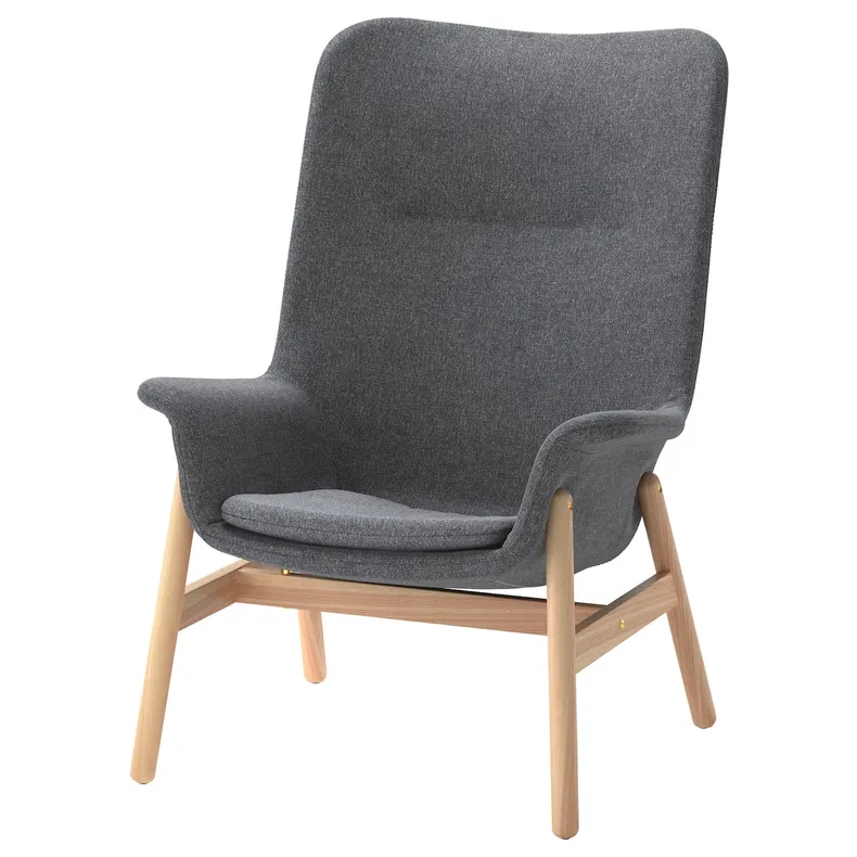 IKEA VEDBO ВЕДБУ, крісло із високою спинкою, Gunnared темно-сірий 805.522.24 фото №1