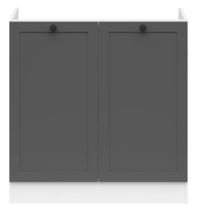 BRW Кухонный шкаф под мойку Junona Line 80 см графит, белый/графит DK2D/80/82-BI/GF фото №1