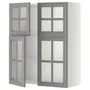 IKEA METOD МЕТОД, настінна шафа, полиці / 4 склян дверц, білий / сірий Бодбін, 80x100 см 693.949.62 фото