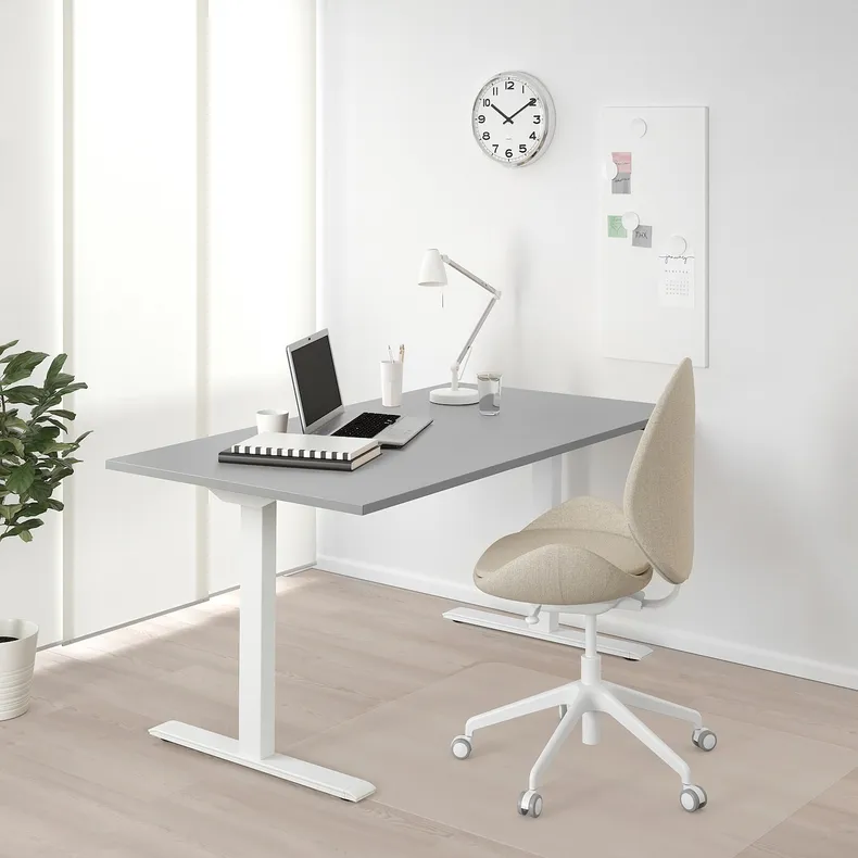 IKEA RODULF РОДУЛЬФ, стіл регульований, сірий / білий, 140x80 см 993.261.70 фото №12