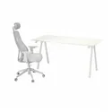 IKEA TROTTEN ТРОТТЕН / MATCHSPEL МАТЧСПЕЛЬ, стіл і стілець, білий/світло-сірий 795.377.86 фото thumb №1