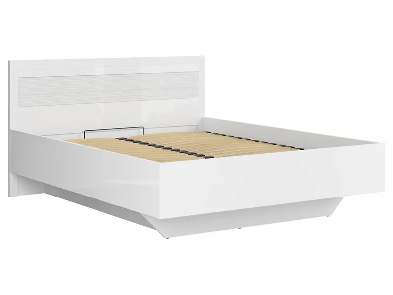 BRW Кровать Flames 160x200 с каркасом и ящиком для хранения белый глянцевый, белый глянец LOZ/160/B-BIP фото №1