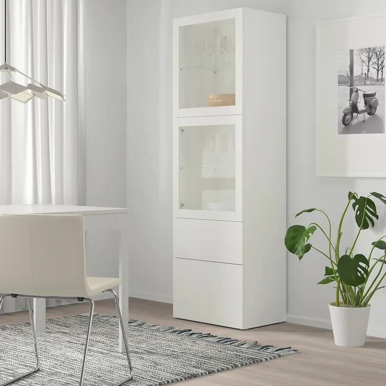 IKEA BESTÅ БЕСТО, комбинация д / хранения+стекл дверц, белый / Лапвикен белое прозрачное стекло, 60x42x193 см 993.008.58 фото №7