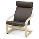 IKEA POÄNG ПОЕНГ, крісло, березовий шпон / ГЛОСЕ темно-коричневий 898.291.19 фото thumb №1