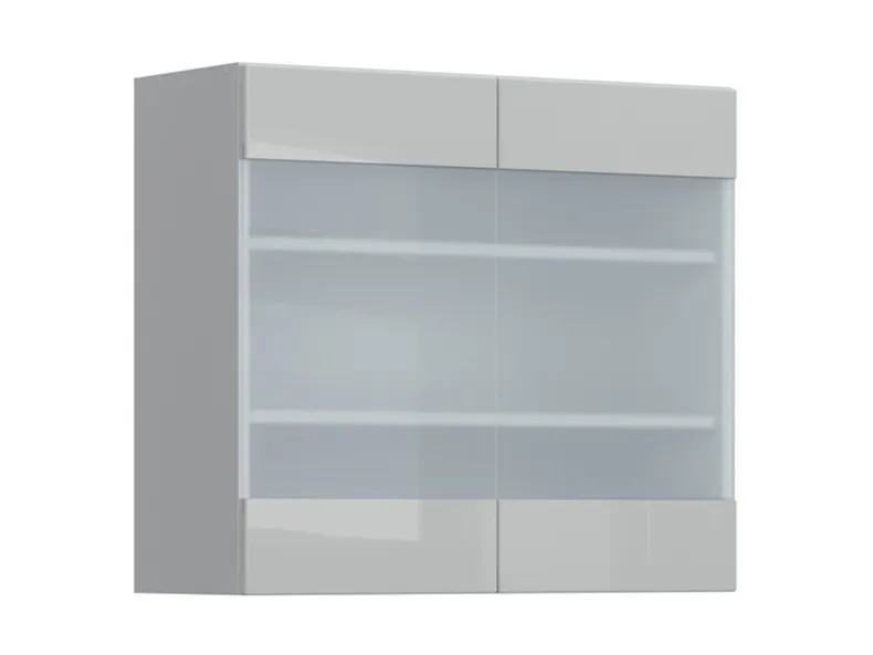 Кухонный шкаф BRW Top Line 80 см двухдверный с витриной серый глянец, серый гранола/серый глянец TV_G_80/72_LV/PV-SZG/SP фото №2