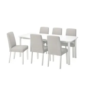 IKEA STRANDTORP СТРАНДТОРП / BERGMUND БЕРГМУНД, стіл+6 стільців, білий / Orsta світло-сірий, 150/205/260 см 394.410.93 фото