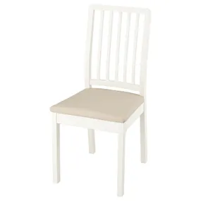 IKEA EKEDALEN ЕКЕДАЛЕН, стілець, білий / ХАКЕБУ бежевий 994.293.85 фото