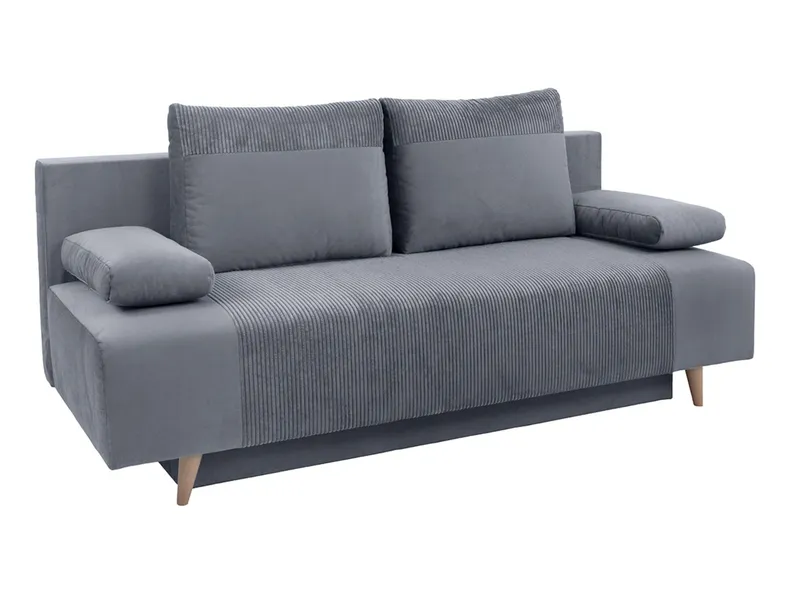 BRW тримісний диван Леон розкладний з ящиком для зберігання велюровий сірий, Poso 60 Grey / Paros 6 Grey SO3-LEON-LX_3DL-G2_BACF60 фото №2