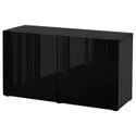 IKEA BESTÅ БЕСТО, комбинация для хранения с дверцами, черный / коричневый / сельсвикенский глянец / черный, 120x42x65 см 693.245.92 фото thumb №1