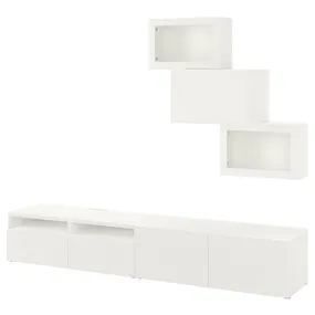 IKEA BESTÅ БЕСТО, шкаф для ТВ, комбин / стеклян дверцы, белый / Лапвикен белое прозрачное стекло, 240x42x190 см 294.113.22 фото
