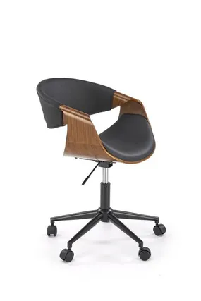 Офісне крісло екошкіра обертове HALMAR BILBO, чорний / горіх фото