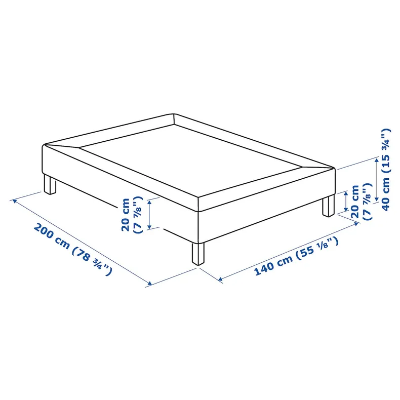 IKEA LYNGÖR ЛИНГЁР, реечное основание матраса с ножками, тёмно-серый, 140x200 см 495.544.52 фото №6