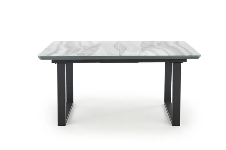 Обідній стіл розкладний HALMAR MARLEY 160-200x90 см, стільниця - білий мармур / попелясто-сірий, ніжки - чорні фото №15