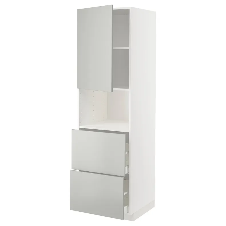 IKEA METOD МЕТОД / MAXIMERA МАКСИМЕРА, высокий шкаф д / СВЧ / дверца / 2ящика, белый / светло-серый, 60x60x200 см 095.387.51 фото №1